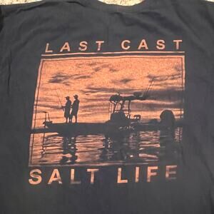 Salt Life Shirt Mens Medium Short‎ Sleeve Crew Neck Last Call Black Faded